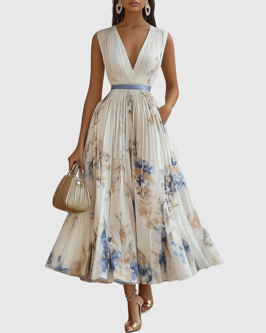Rachel | Pleated Long Sleeve Maxi Dress