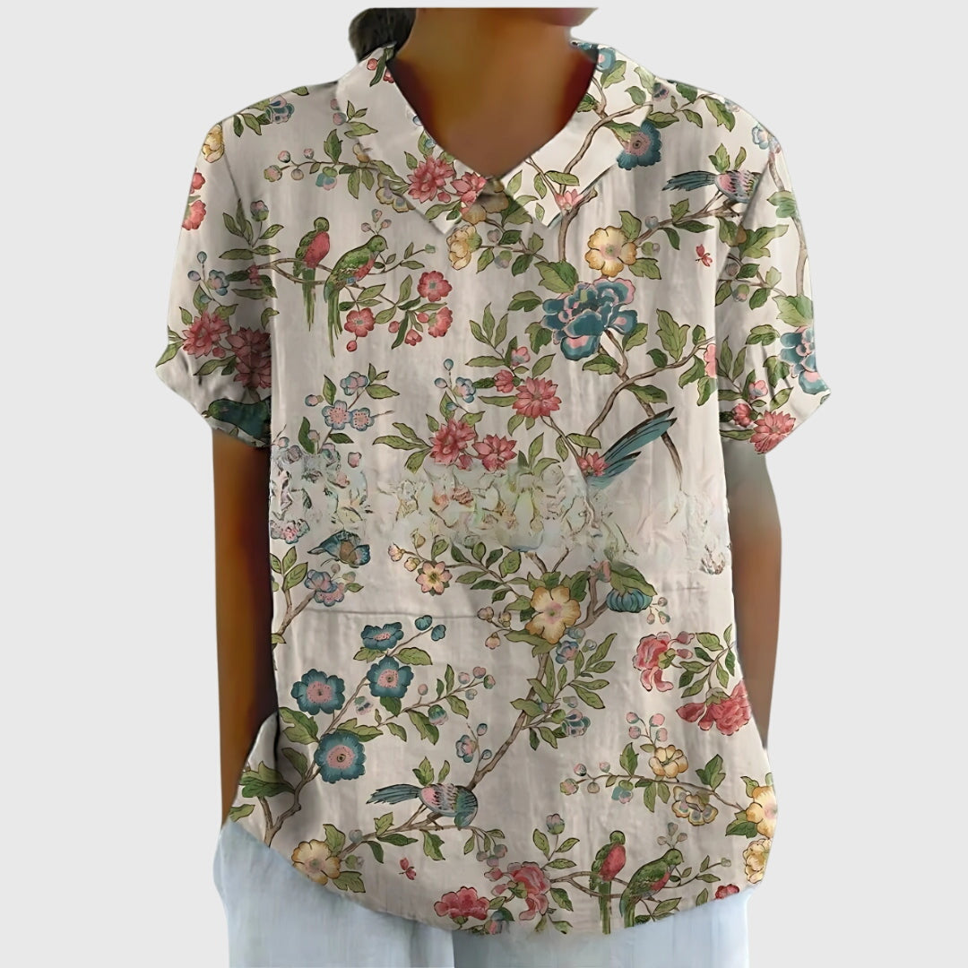 Jade | Floral Print Collared Blouse