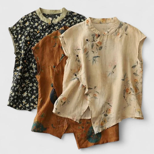 Jade | Floral Print Sleeveless Boho Top
