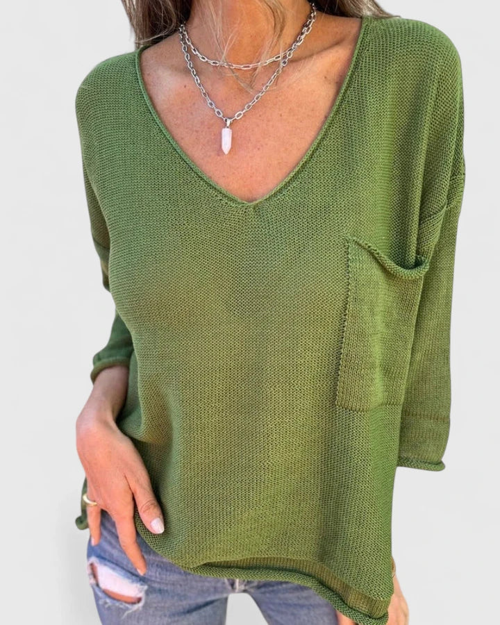 Addison | Comfortable V Neck Knit Top