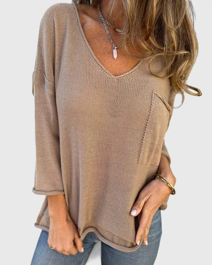 Addison | Comfortable V Neck Knit Top