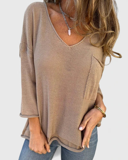 Addison | Comfortable V Neck Knit Top