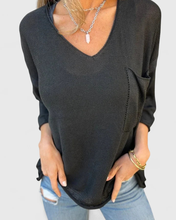 Addison | Comfortable V Neck Knit Top