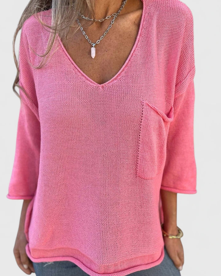 Addison | Comfortable V Neck Knit Top