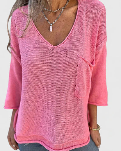 Addison | Comfortable V Neck Knit Top