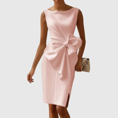 Ainsley | Elegant Sleeveless Midi Dress With Bow