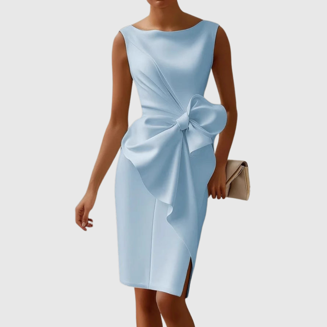 Ainsley | Elegant Sleeveless Midi Dress With Bow