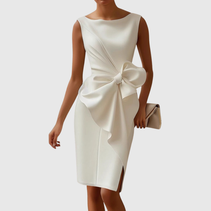 Ainsley | Elegant Sleeveless Midi Dress With Bow