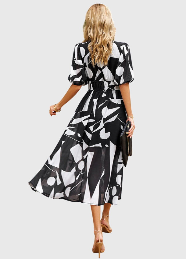 Amber | Floral V-Neck Midi Dress