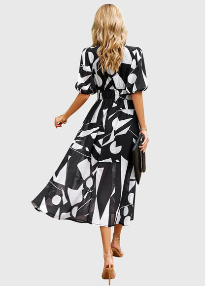 Amber | Floral V-Neck Midi Dress