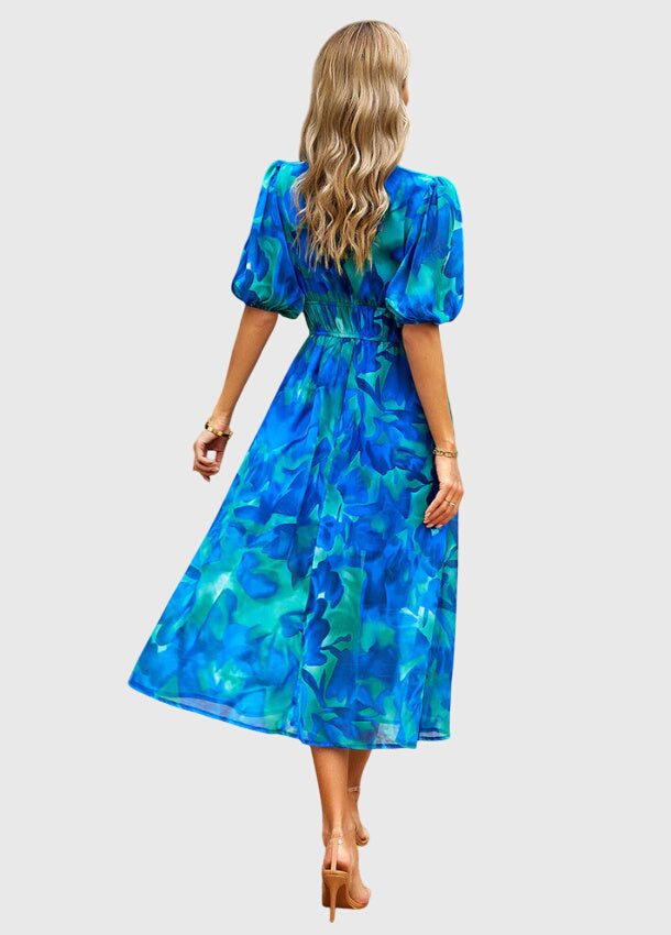 Amber | Floral V-Neck Midi Dress