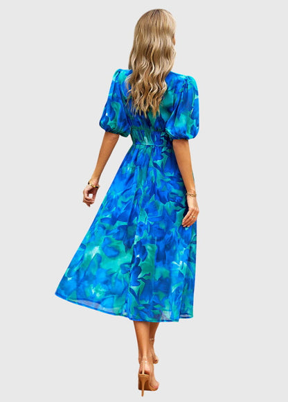 Amber | Floral V-Neck Midi Dress