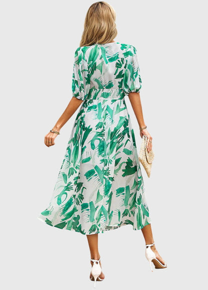 Amber | Floral V-Neck Midi Dress