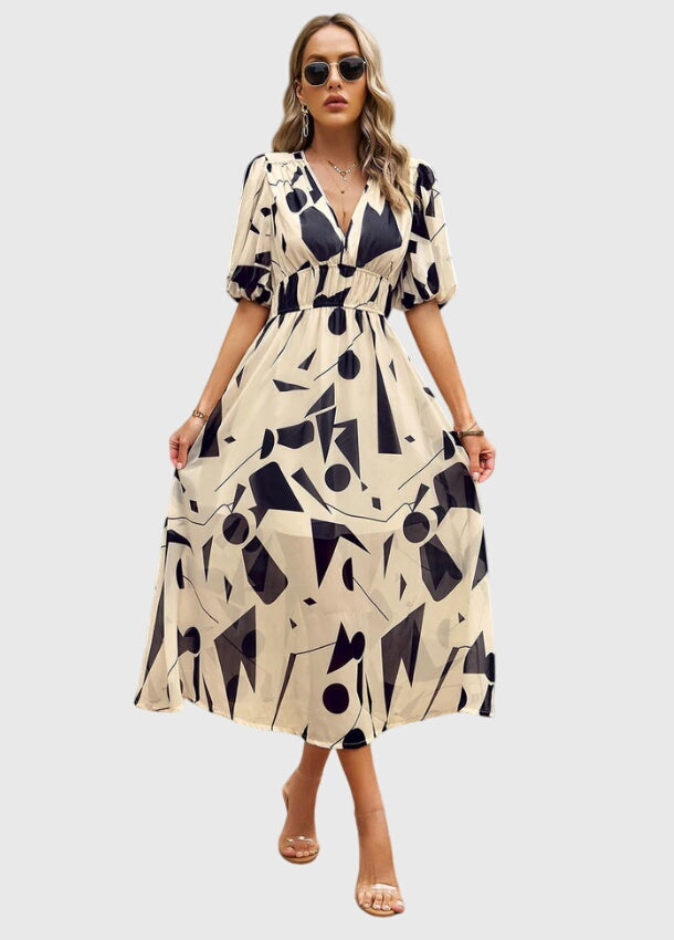 Amber | Floral V-Neck Midi Dress