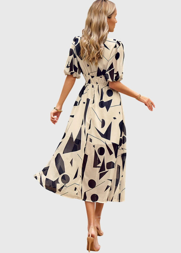 Amber | Floral V-Neck Midi Dress