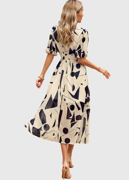 Amber | Floral V-Neck Midi Dress