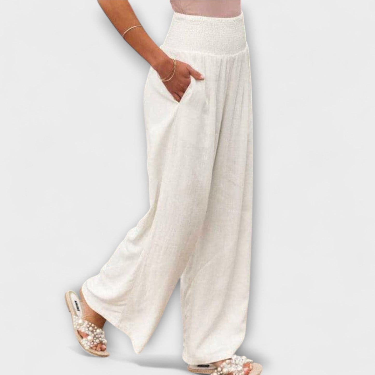 Amber | High Waist Pleated Wide Leg Pants