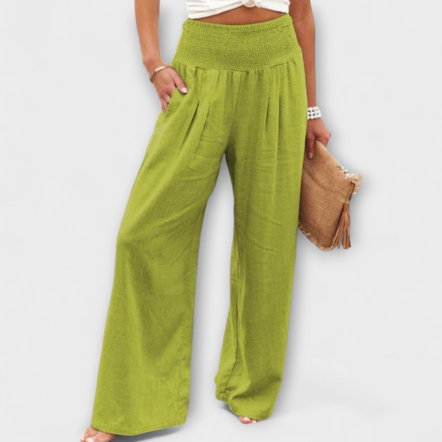 Amber | High Waist Pleated Wide Leg Pants