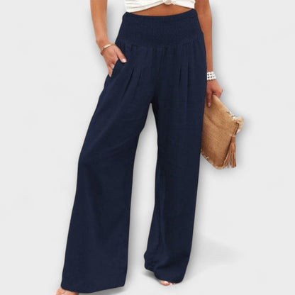 Amber | High Waist Pleated Wide Leg Pants