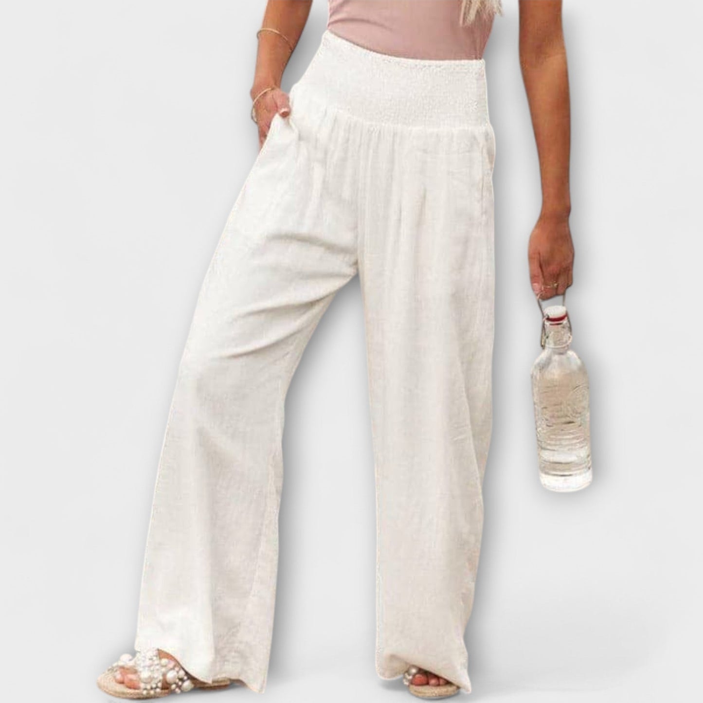 Amber | High Waist Pleated Wide Leg Pants