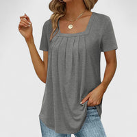 Aubrey | Elegant Pleated Short Sleeve Blouse