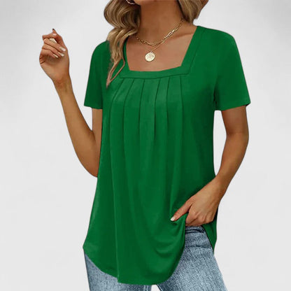 Aubrey | Elegant Pleated Short Sleeve Blouse