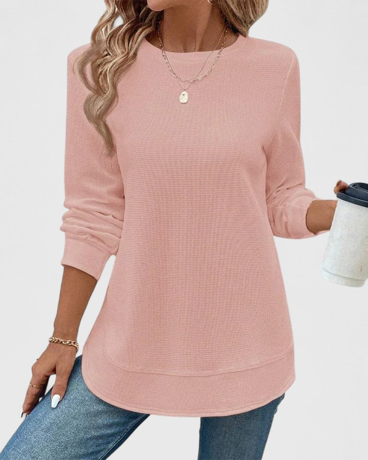 Aubrey | Ribbed Crew Neck Long Sleeve Top