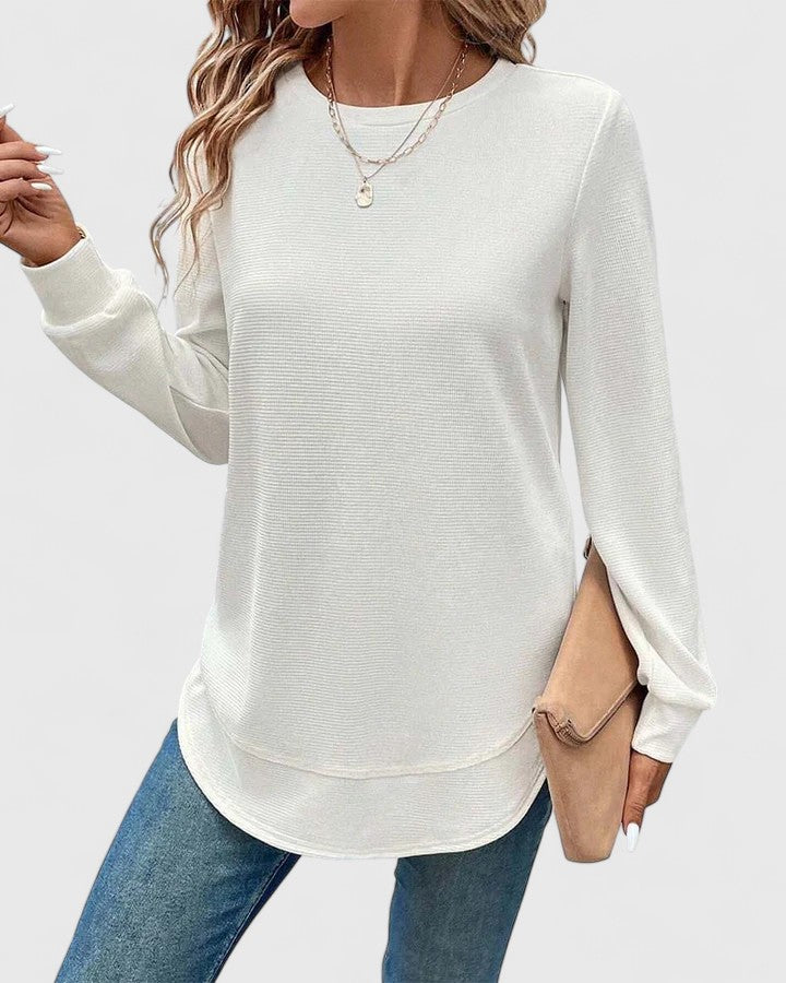Aubrey | Ribbed Crew Neck Long Sleeve Top