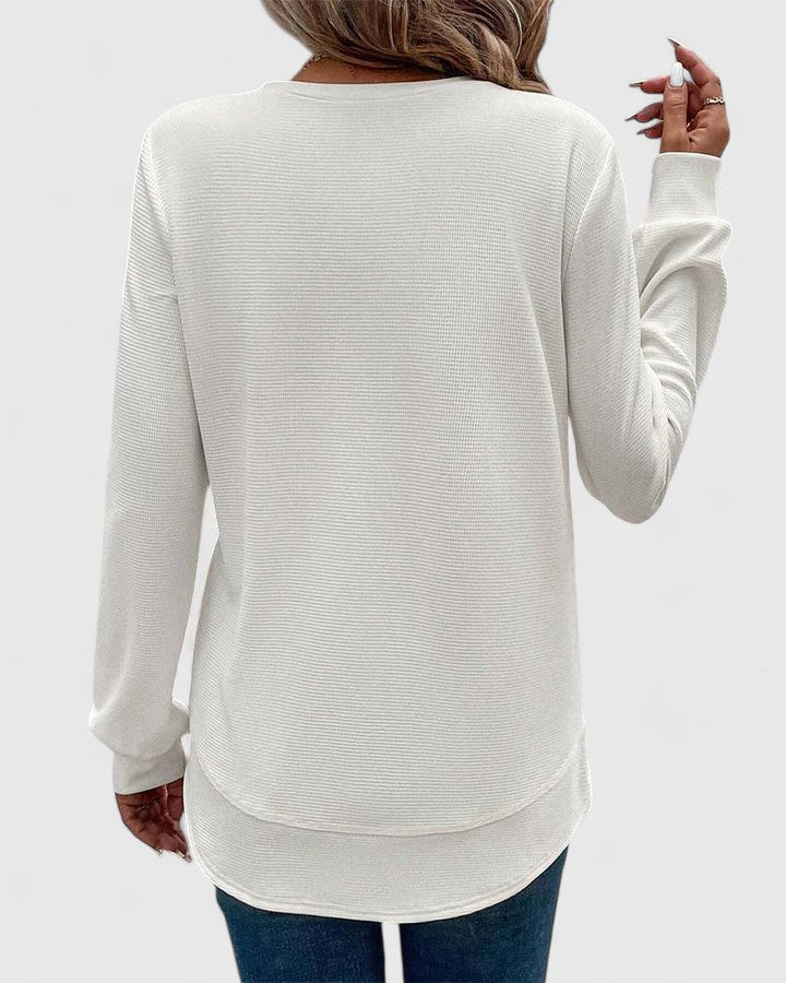 Aubrey | Ribbed Crew Neck Long Sleeve Top