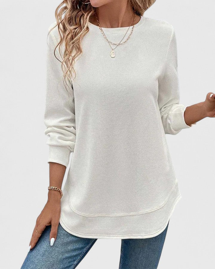 Aubrey | Ribbed Crew Neck Long Sleeve Top