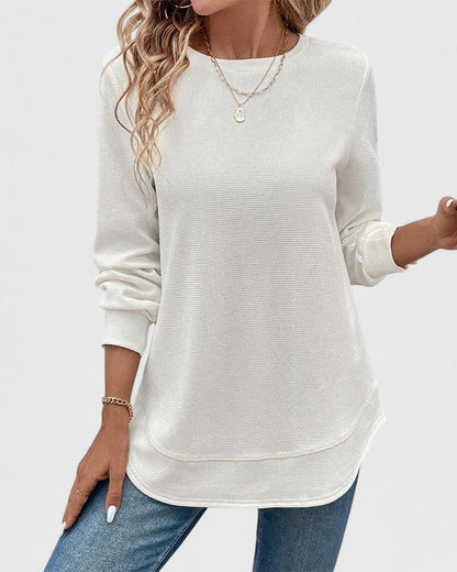 Aubrey | Ribbed Crew Neck Long Sleeve Top