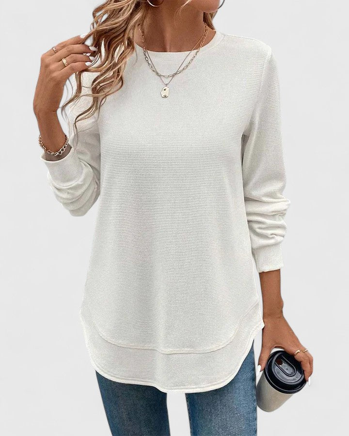 Aubrey | Ribbed Crew Neck Long Sleeve Top