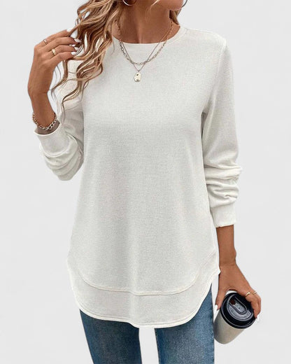 Aubrey | Ribbed Crew Neck Long Sleeve Top