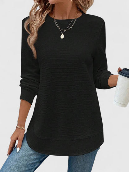 Aubrey | Ribbed Crew Neck Long Sleeve Top