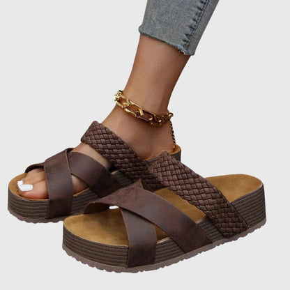 Audrey | Orthopedic Woven Platform Mule Sandals