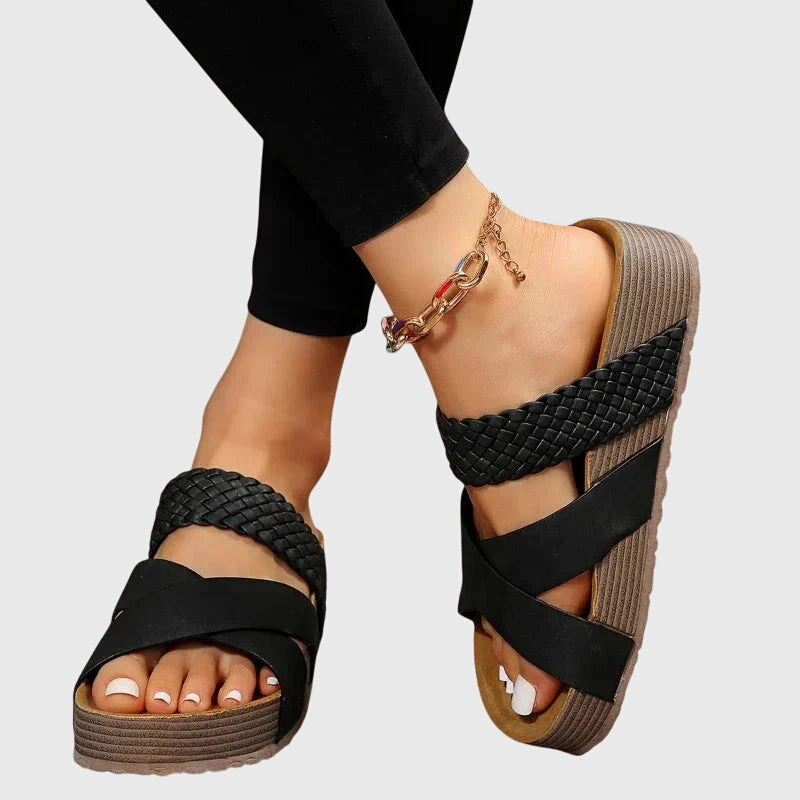 Audrey | Orthopedic Woven Platform Mule Sandals