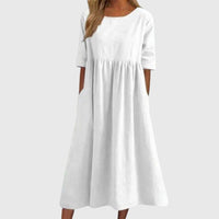Autumn | Sophisticated Round-Neck Midi Dress