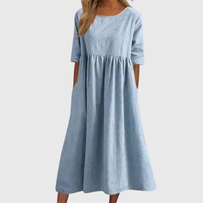 Autumn | Sophisticated Round-Neck Midi Dress