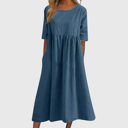 Autumn | Sophisticated Round-Neck Midi Dress