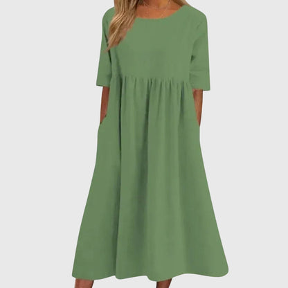 Autumn | Sophisticated Round-Neck Midi Dress