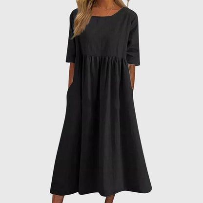 Autumn | Sophisticated Round-Neck Midi Dress