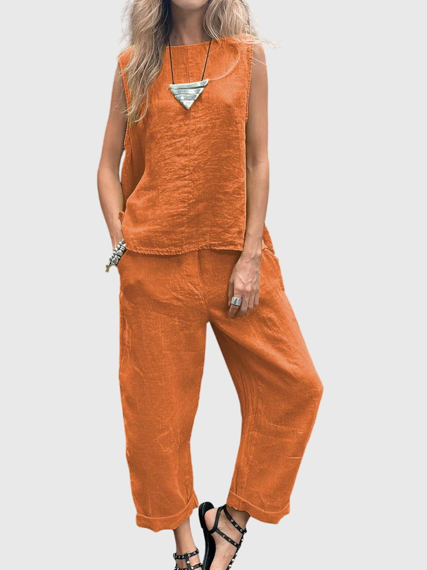 Bella | Casual Sleeveless Top and Pants Matching Set