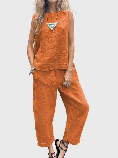 Bella | Casual Sleeveless Top and Pants Matching Set