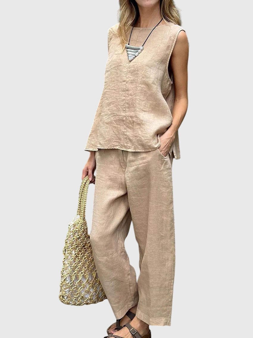 Bella | Casual Sleeveless Top and Pants Matching Set