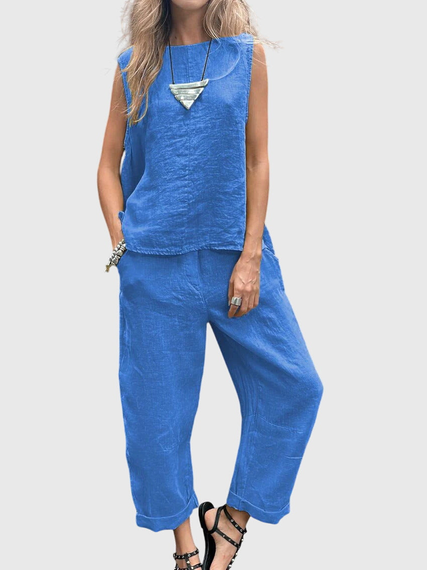 Bella | Casual Sleeveless Top and Pants Matching Set