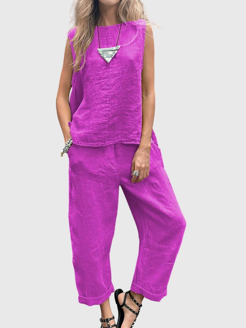 Bella | Casual Sleeveless Top and Pants Matching Set