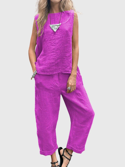 Bella | Casual Sleeveless Top and Pants Matching Set