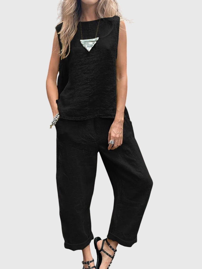 Bella | Casual Sleeveless Top and Pants Matching Set