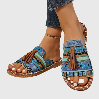 Bella | Orthopedic Boho Print Flat Sandals