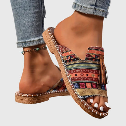 Bella | Orthopedic Boho Print Flat Sandals